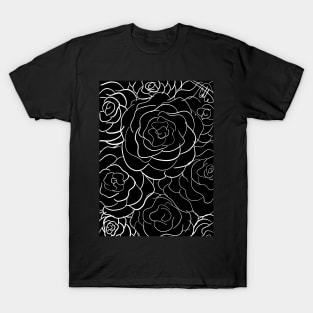 Rose Pattern Black T-Shirt